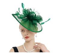 Fascinators Feather Wedding Drop Mesh Hat Flower Bride Cocktail Tea Party Headwear Women Hat(Green)