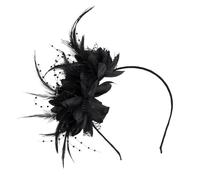 Fascinators for Weddings,Black Fascinators for Women,Elegant Black Fascinator Headwear,Fascinator Headband with Beaded Feather and Flowers for Weddings Parties Garden Tea Party Birthday Party
