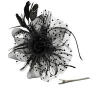 Fascinators For Weddings,Elegant Black Feather Fascinator Hat with Mesh and Flower Accents Perfect for Weddings Tea Parties and Cocktail Events Ideal for Mother of the Bride and Wedding Guests