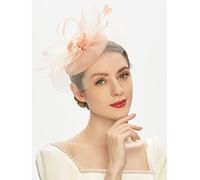 Fascinators for Weddings Fascinators for Women Bead Round Pillbox Loop Sinamay Headband Women's Fascinator Feathers Party Tea Hat,Veil Headband with Hair Clip Fit Cocktail Wedding Church