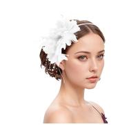 Fascinators for Weddings Flower Mesh Feathers Headband Faux Flowers Head Flowers Cocktail Evening Garden Tea Party Vintage Hair Accessories for Weddings Parties (White, One Size)