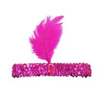 Fascinators for Weddings Ladies Solid color Elegant Feather Headband with Sequins Fashionable Headdress Feather Hair Accessories Sequins Ribbons A Headband for Church Cocktail Tea Party (One Size)