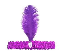 Fascinators for Weddings Ladies Solid color Elegant Feather Headband with Sequins Fashionable Headdress Feather Hair Accessories Sequins Ribbons A Headband for Church Cocktail (Light Purple, One Size)