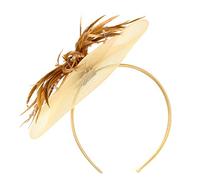 Fascinators For Weddings Netting Feathers Big Flower Headband Party Girls Women Fascinator Headwear for Weddings Hat Evening Party Prom Ladies Hats (Gold, One Size)