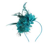 Fascinators for Weddings, Weddings Hats Flowers Fascinator Hat Pillbox Hat Hairclip for Women Headdress Feather Mesh Hair Accessories Headband Fascinator Headpiece with Head Band, (Sky Blue, One Size)