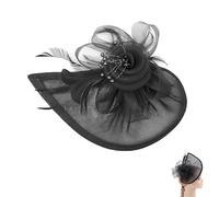 Fascinators for Women, Black Fascinator with Gold Accents, Vintage Tea Party Headwear, 1 Pack