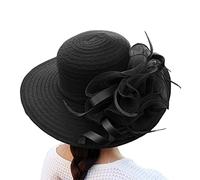 Fascinators for Women Black Women's Bridal Wedding Dress Fascinator Party Tea Floral Wide Brim Sun Protection Beach Foldable Sun Hats Dress Organza Church Hat