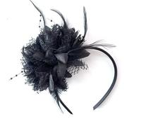 Fascinators for Women, Elegant Mesh Lace Headband With Feather Hair for Weddings and Parties, Mesh Feather Fascinator Flower Hairclips Bridal Headpiece Wedding Tea Party Hats Race Hats (One Size)