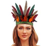 Fascinators for Women Handmade Feather Headdress Indian Peacock Fascinator Decorative Headpiece Boho Crown Headwear Ethnic Carnival Costume Headband Gypsy Halloween Prom Hair Party Dance Accessories