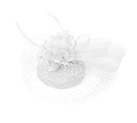 Fascinators For Women Tea Party Headband Hat Fascinators Hat Flower Mesh Ribbons Feathers on a Headband Mesh Feathers Hair Clip For Wedding Cocktail And Church Head Band Metal Women (White, One Size)