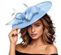 Fascinators Hat Fascinator Headband, with Clip, Elegant for Weddings & Mother Of the Bride Hats Hair Clip and Head Band Cocktail Tea Party Headwear Girls Women Blue Fascinators