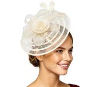 Fascinators Hat Fascinator Party Net and Feathers Ladies Wedding Hat, Headband with Clip, Elegant for Weddings & Mother Of the Bride