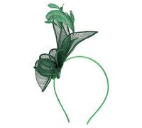 Fascinators Hat Flower Cocktail Tea Party Headwear Feather Mini Top Hat Hair Fascinator Headband Wedding Races Bridal Flower Feather Hair Pillbox Bride Girls Exercise Headband (Green, One Size)