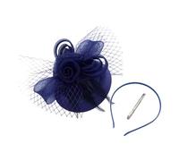 Fascinators Hat Flower Mesh Ribbons Feathers on a Headband and a Forked Clip with Feathers Cocktail Tea Party Headwear for Women and Girls