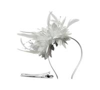 Fascinators Hat Flower Mesh Ribbons Feathers on a Headband and a Forked Clip with Feathers Cocktail Tea Party Headwear for Women and Girls
