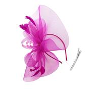 Fascinators Hat Flower Mesh Ribbons Feathers on a Headband and a Forked Clip with Feathers Cocktail Tea Party Headwear for Women and Girls