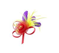 Fascinators Hat Flower Mesh Ribbons Feathers on a Headband and a Forked Clip with Feathers Cocktail Tea Party Headwear for Women and Girls
