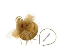 Fascinators Hat Flower Mesh Ribbons Feathers on a Headband and a Forked Clip with Feathers Cocktail Tea Party Headwear for Women and Girls