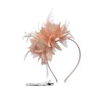 Fascinators Hat Flower Mesh Ribbons Feathers on a Headband and a Forked Clip with Feathers Cocktail Tea Party Headwear for Women and Girls