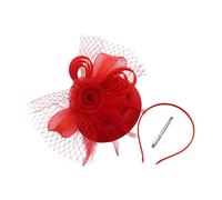 Fascinators Hat Flower Mesh Ribbons Feathers on a Headband and a Forked Clip with Feathers Cocktail Tea Party Headwear for Women and Girls
