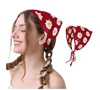Fascinators Hat Flower Mesh Ribbons Feathers Women Headbands Knitted Headscarf White Headwrap Hair Bandanas Vintage Hippie Headband Tie Head Kerchief Boho Hair Accessories (One Size)