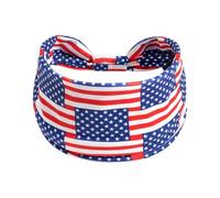 Fascinators Hat Flower Mesh Ribbons Feathers Women Star Headband Flag Yoga Headband Independence Day Wide Edition With Stretch (Red, One Size)