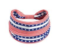 Fascinators Hat Flower Mesh Ribbons Feathers Women Star Headband Flag Yoga Headband Independence Day Wide Edition With Stretch (Watermelon Red, One Size)