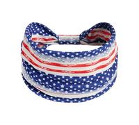 Fascinators Hat Flower Mesh Ribbons Feathers Women Star Headband Flag Yoga Headband Independence Day Wide Edition With Stretch (Navy, One Size)