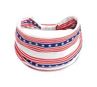 Fascinators Hat Flower Mesh Ribbons Feathers Women Star Headband Flag Yoga Headband Independence Day Wide Edition With Stretch (White, One Size)