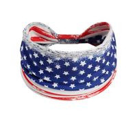 Fascinators Hat Flower Mesh Ribbons Feathers Women Star Headband Flag Yoga Headband Independence Day Wide Edition With Stretch (Dark Blue, One Size)