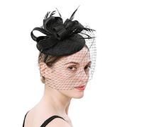 Fascinators Hat for Women Feather Wedding Hat Mesh Feathers Headband Ladies Beaded Hair Clip Headband 1920s Fashion Dressy Tea Party Hats Wedding Church Hats for Women Girls