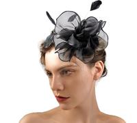 Fascinators Hat Mesh Net Veil Headband Flower Ribbons Veil Party Hat Ascot Hats Feather Headband Headpiece Hat Hairband Feather Hair Band Pillbox Hats Fascinator Party Headwear for Women