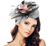 Fascinators Hat Mesh Net Veil Headband Flower Ribbons Veil Party Hat Ascot Hats Feather Headband Headpiece Hat Hairband Feather Hair Band Pillbox Hat Fascinator Party Headwear for Women Girls