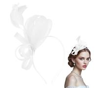 Fascinators Hats for Women Fascinator Headband Tea Party Hat Derby Hats for Cocktail, Wedding, Fancy Dress Party, White, One Size