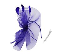 Fascinators Headwear ClassyFascinators RetroMesh TulleFascinator Hat FeatherDecor Formal Headband For Ladies, Lightweight Comfortable Perfect Wedding Guest Event (Blue, One Size)