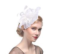 Fascinators Mesh Net Veil Flower Ribbons Party Hat Feather Ascot Headdress Hat Piece Hairband Hair Feather Band Pillbox Fascinator Party Headwear for Women & Girls