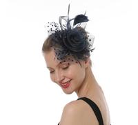 Fascinators Tea Party Hat for Women - Kentucky Church Derby Hats Flower Mesh Feather Headband for Ladies Girls, Light Navy, Medium