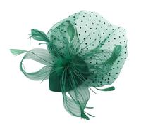 Fascinators Wedding Hat, Feather Mesh Wedding Bridal Shower Flower Headband Party Hat Hairclips Women Girls Prom Ribbon Feather Tea Partyhats Evening Tea Party Cocktail Ladies (Green, One Size)