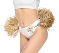 Fascinoca Tahitian Dance Raffia Hip HEI or Hip Belt 100% Handmade Grass Hula Skirt Hip HEI Adult Dancers Party, Beige, L