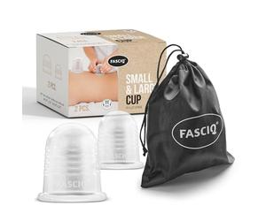 FASCIQ Silicone Cupping Set | Small and Large Cups | Cupping Kit for Cupping Therapy | Improve Perfusion & Remove Body Waste | Massage Cups | FDA Grade Silicone | ⌀ 5.5 & 7.5 cm | Free Storage Bag