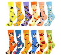 Fasefunn Colorful Socks for women Fun Funny Funky Animal Marvel Pattern Socks Calf Pack, Premium Cotton, Size 6-11, 12 Pairs-animal Squirrel Series031201, Large-X-Large