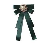 FASELE Women Elegant Pearl Ribbon Bow tie Brooches Pin Jewelry Pre-Tied Collar Neck Tie Clip for Lady Girls Wedding Party, 9.85W*17.9, Aluminum, pearl