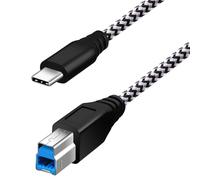 Fasgear 1.83m Type C to USB B 3.0 Cable Nylon Braided USB C Male to Type B Male Cord (6ft, White)