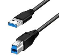 Fasgear 1m USB 3.0 to USB B Cable Nylon Braided Type A Male to Type B Male Cord (3ft, Black)