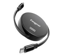 Fasgear 240W USB C to C Cable 3.3ft Retractable 5A Fast Charging Type C Cord for 100W USB C Charger [4-Stretch Length] Compatible with i-Phone 15 Sam-sung Galaxy Z Flip5 S23 Mac-book Pro (Black)