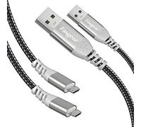 Fasgear 5m Micro USB Cable, 2 Pack Long Fast Charging Cord, Micro USB Sync Cable Compatible with PS4 Controller, X-box, Galaxy S7/S6, Sony, Nexus, Security Camera and more (2 Black)