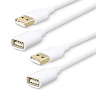 Fasgear 6ft/1.83m 2Pack USB 2.0 Extension Cable,A Male to A Female Charging and Syncing USB Extender Cord for CCTV Security Camera/Webcam/Flash Drive/Hard Drive/Mouse/Printer/USB LED Light(White)