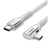 Fasgear 90 Degree USB C to Type C 3.1 Gen 2 Cable 6ft, 10Gbps 5A(100W) PD with E-Marker Chip 4K@60Hz Video Transfer Compatible for Link,VR Headset,PC Gaming,Docking Stations (White)