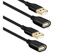 Fasgear USB 2.0 Extension Cable: a Male to a Female USB Extension Lead for Charging and Syncing - USB Extender for Printers |Cameras|Mouse|Keyboards & Computer Accessories(10ft, 2 Pack Black)