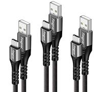 Fasgear USB C Cable, 3 Pack 3ft USB A TO Type C Charging - Nylon Braided USB C Sync Cable Compatible with Galaxy S10 S9 Moto G7 Oneplus 7pro Nokia 7.1 Sony Xperia L1 Huawei P20 Lite (Grey)
